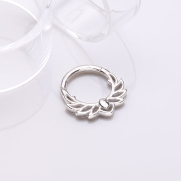 Detail View 1 of Divine Leaflet Steel Clicker Hoop Ring